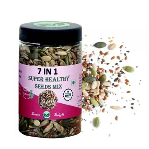 7 in 1 Healthy Seeds Mix | Pumpkin, Sunflower, Chia, Flax, Watermelon, Black and White Sesame Seeds. 200 g pack