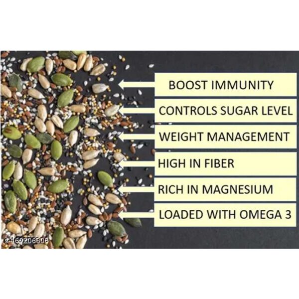 7 in 1 Healthy Seeds Mix | Pumpkin, Sunflower, Chia, Flax, Watermelon, Black and White Sesame Seeds. 200 g pack - Image 2