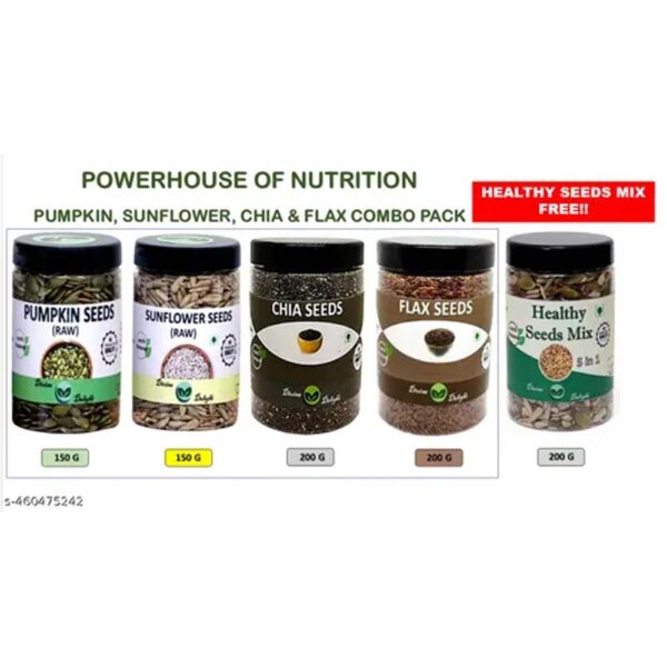 PUMPKIN, SUNFLOWER, CHIA & FLAX COMBO PACK, WITH HEALTHY SEEDS MIX FREE!!