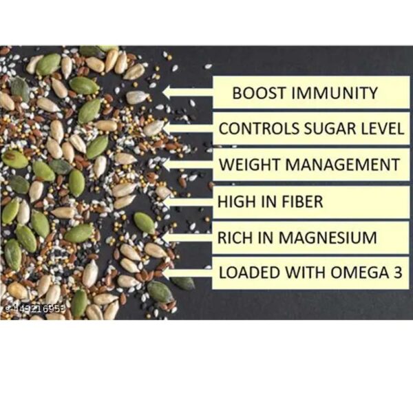 HEALTHY SEEDS MIX | 5 IN 1 SEEDS PACK | PUMPKIN, SUNFLOWER, CHIA, FLAX AND WATERMELON SEEDS - 100 g pack of 2 (200 g) - Image 2