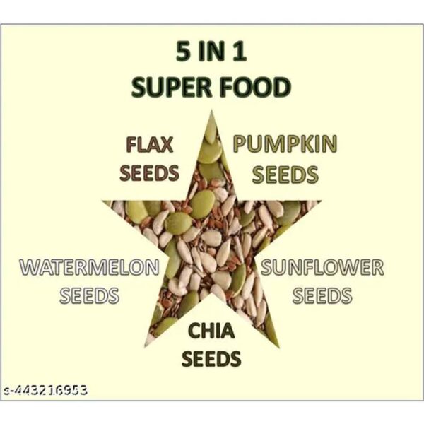 HEALTHY SEEDS MIX | 5 IN 1 SEEDS PACK | PUMPKIN, SUNFLOWER, CHIA, FLAX AND WATERMELON SEEDS - 100 g pack of 2 (200 g) - Image 3
